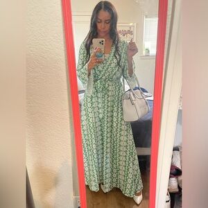 Bold Green and white Wrap Dress